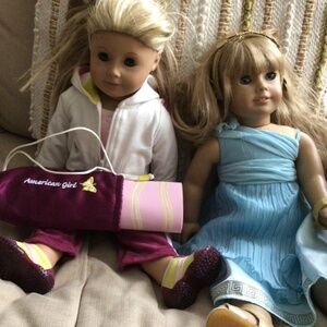 2 American girl dolls and accessories